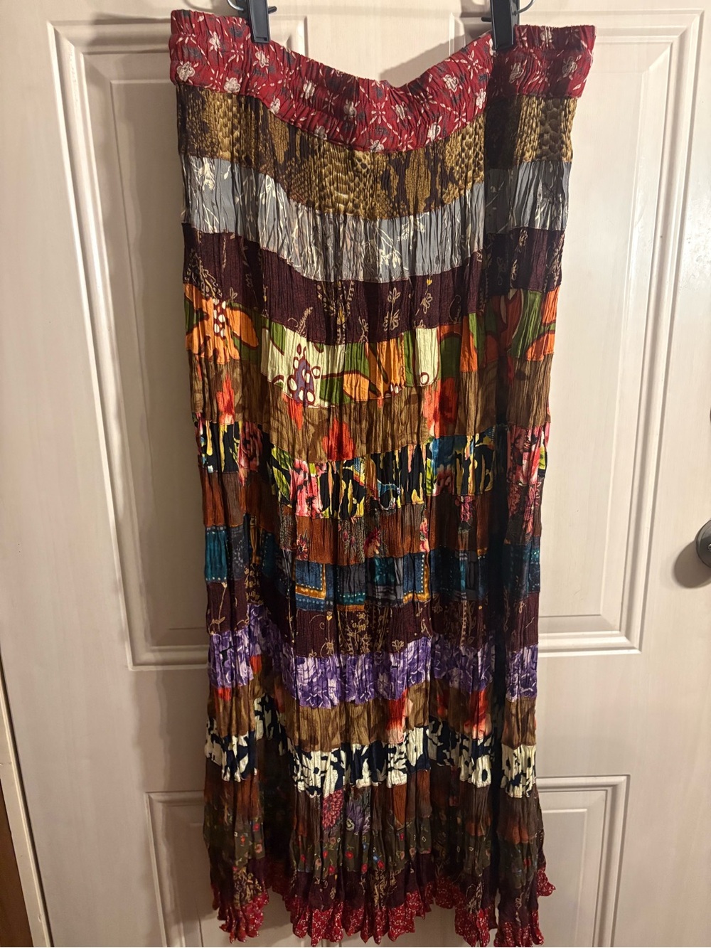 Hot Date vintage Women’s long patchwork bohemian O/S skirt festival hippie 90s - Picture 5 of 7